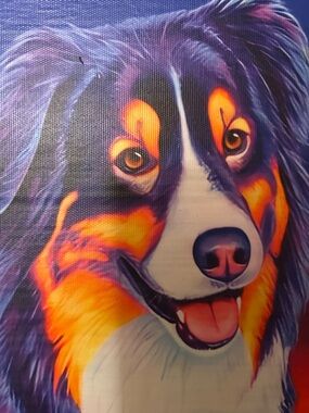 Vibrant Purple & Orange Dog Canvas Bedding Accent